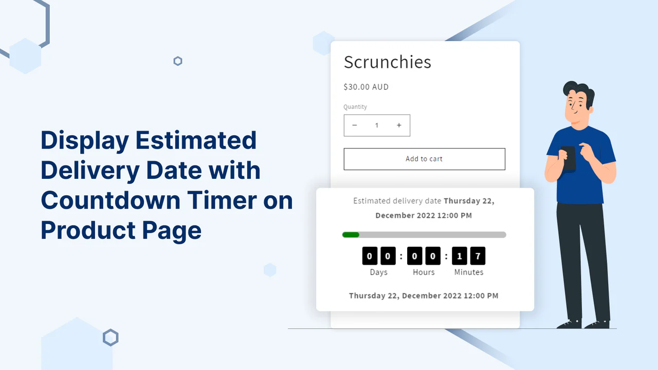 Geschätztes Lieferdatum und Lieferzeit mit Countdown-Timer