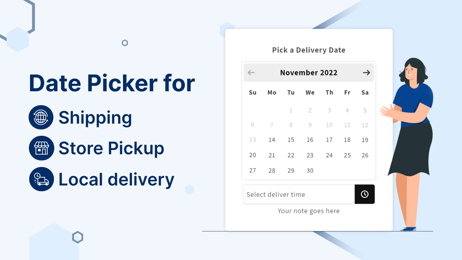 Order delivery date picker for local delivery and store pickup