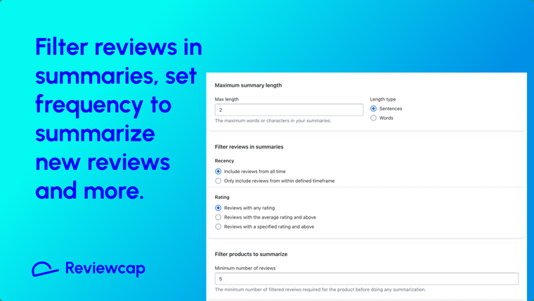 Reviewcap AI Reviews Summaries Screenshot