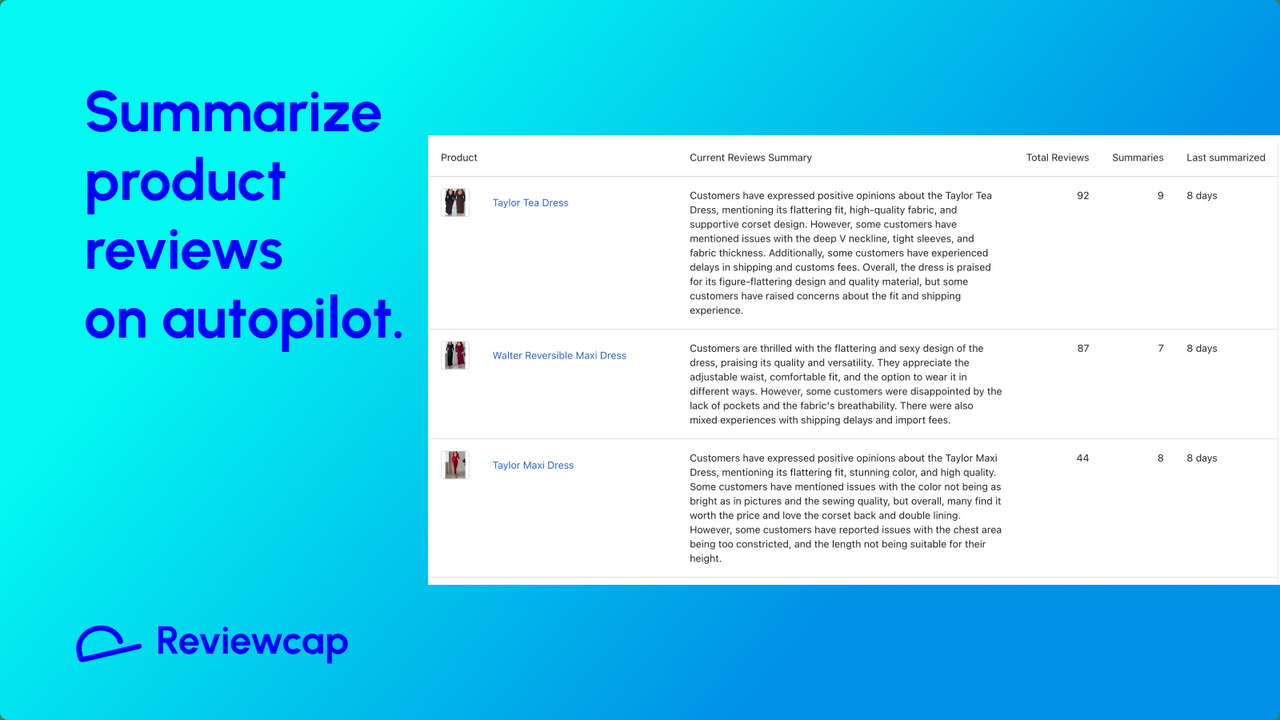 Summarize product reviews on autopilot.