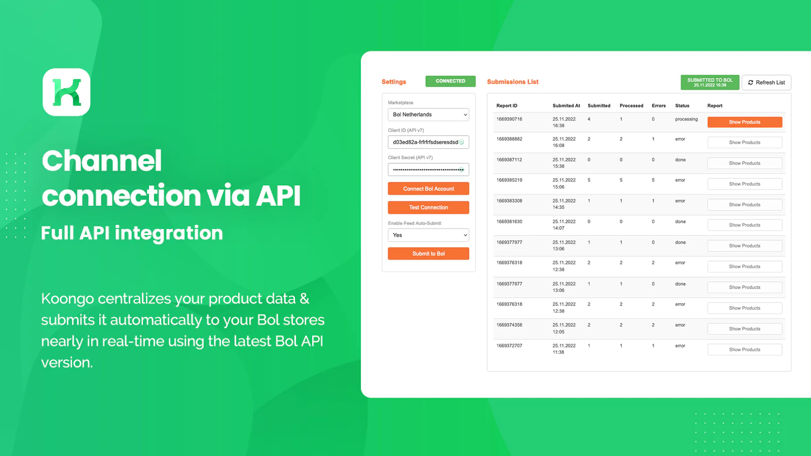 Koongo Bol API-integration, v7, senaste, smidig anslutning