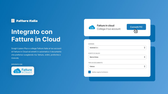 Integrato con Fatture in Cloud, Fattura24, EasyFatt e SDI