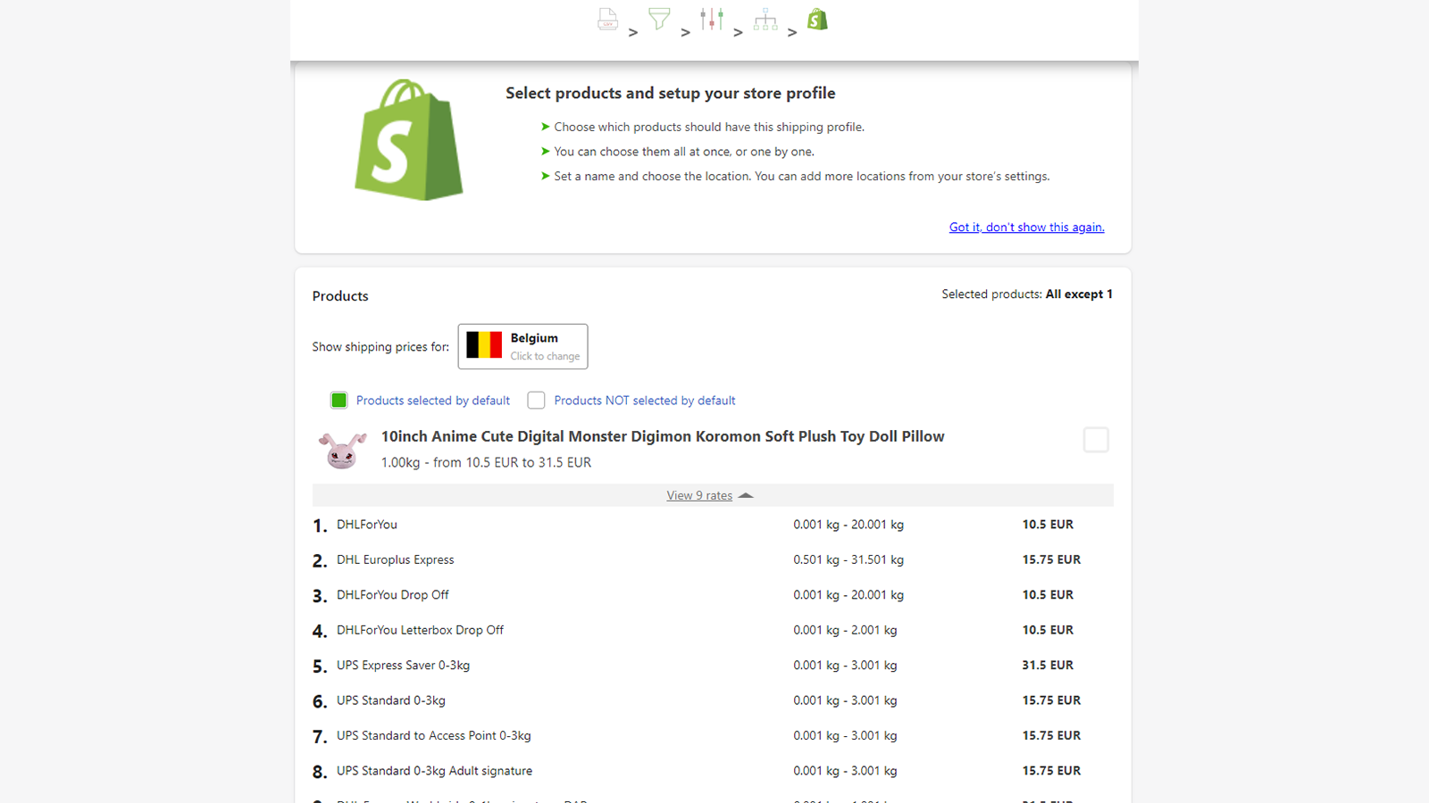 Synchronisieren Sie Ihre Auswahl mit Shopify