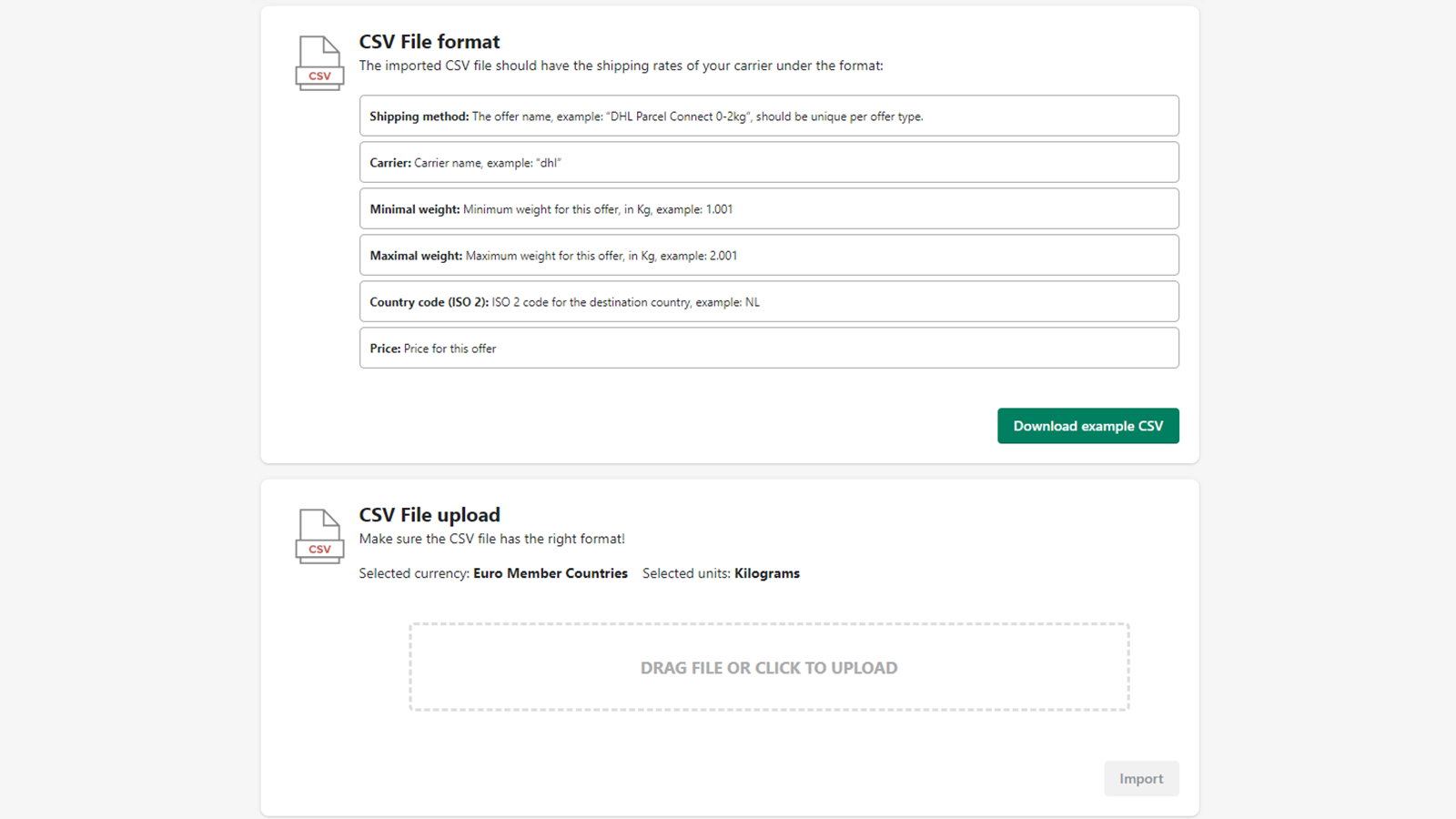 Kør din import gennem en CSV-fil