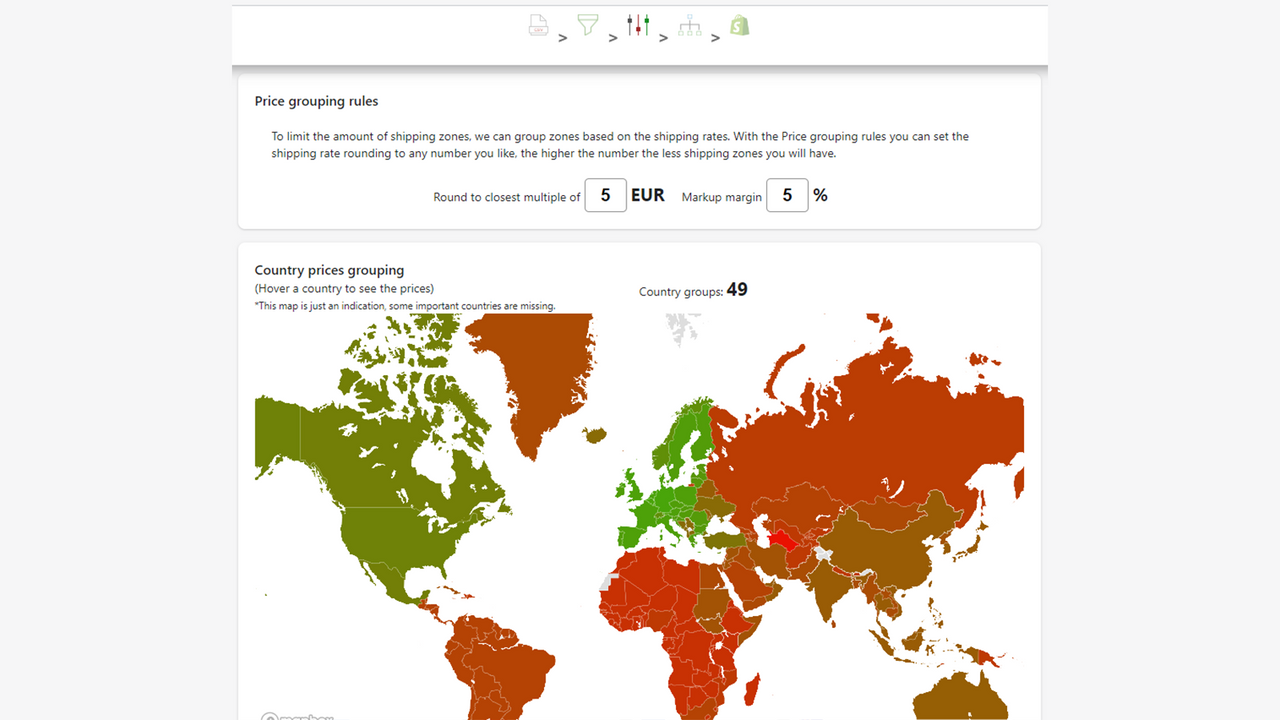 Stel regels in en visualiseer je prijzen op een wereldkaart.