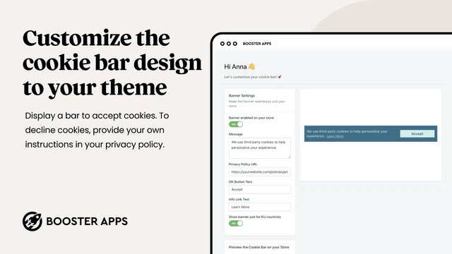 Booster Apps EU Cookie Bar