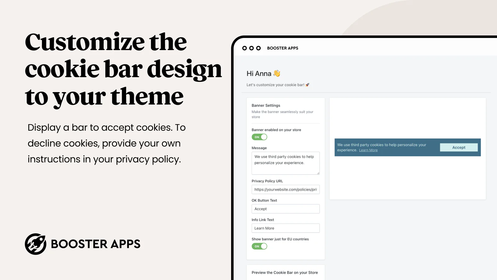 Booster Apps EU Cookie Bar