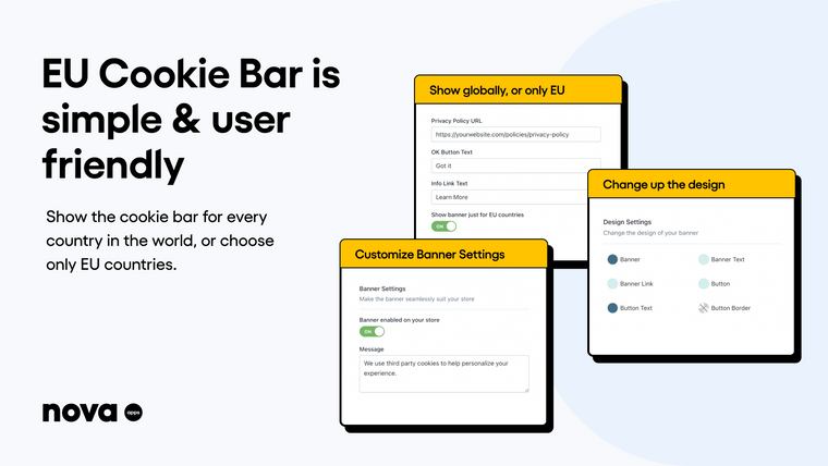 Nova: GDPR Cookie Consent Screenshot