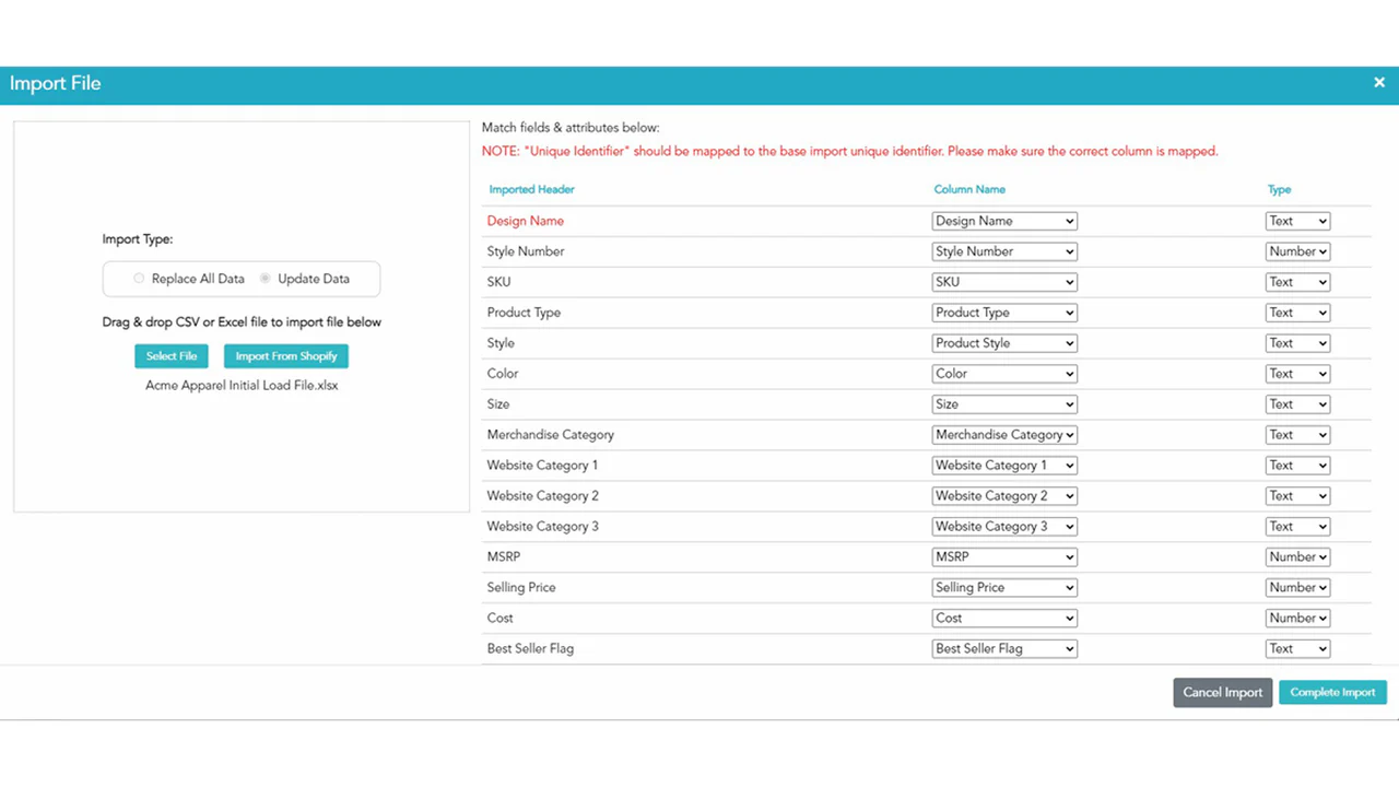 Import data