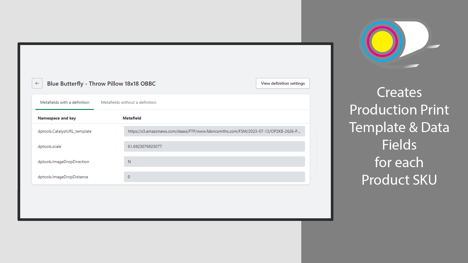 Print template and data metafields are created automatically