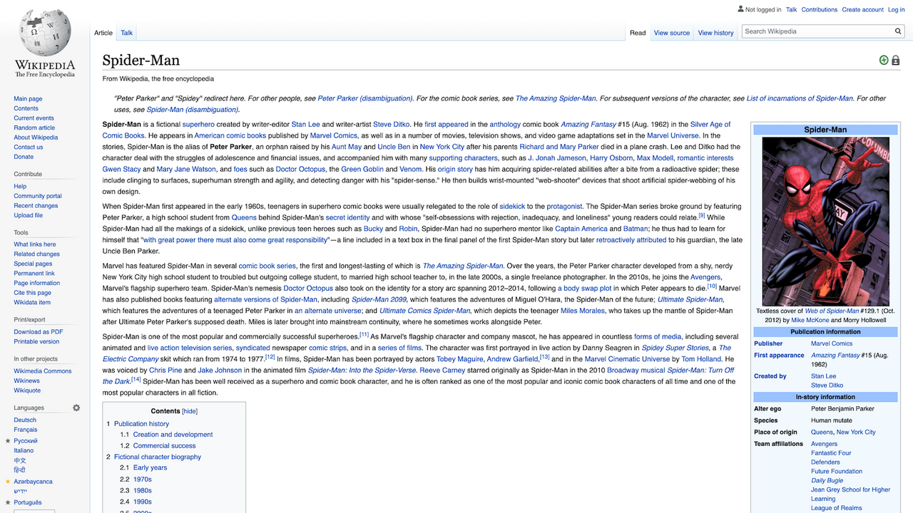 Wikipedia-side linket fra VIP-ordre dashboard