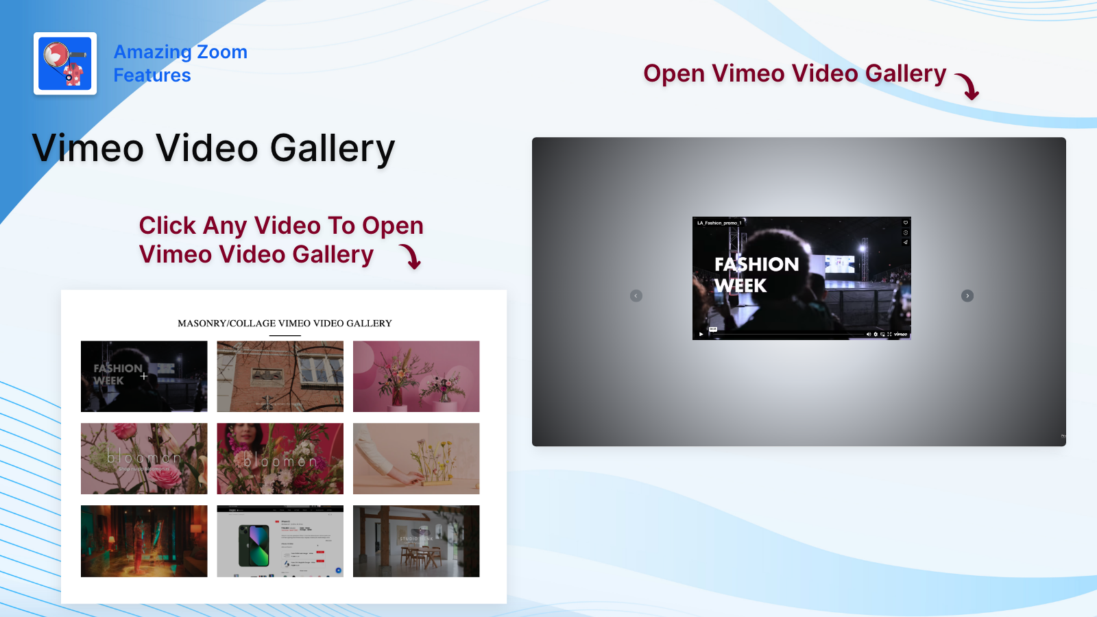 Display vimeo videos gallery