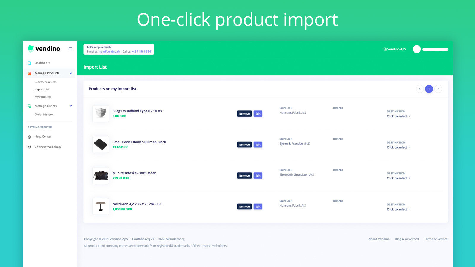 One-click importering af produkter