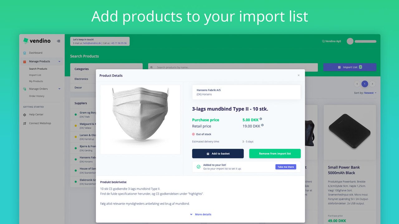 Añade productos a tu lista de importación