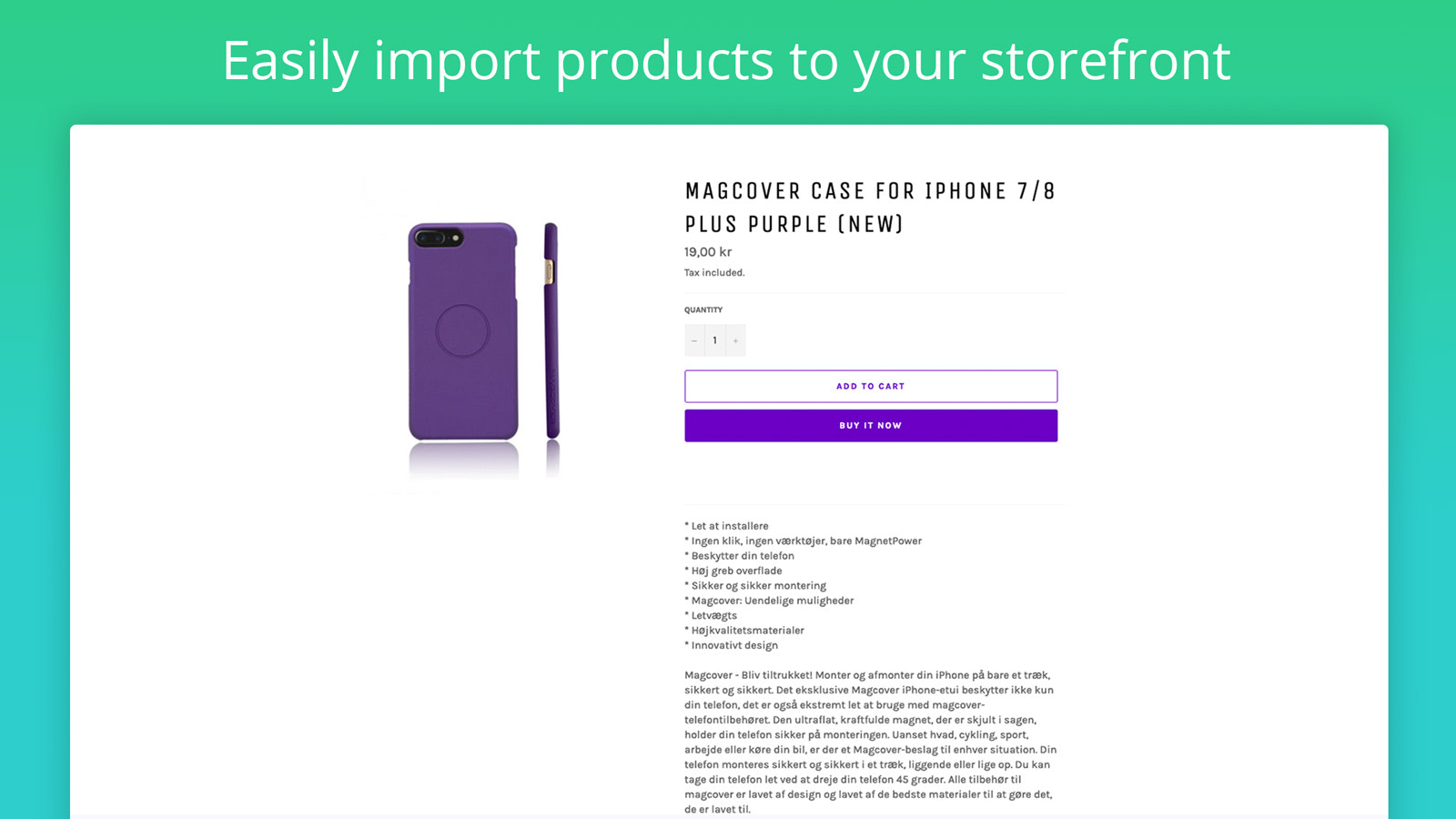 Easily import products to your storefront