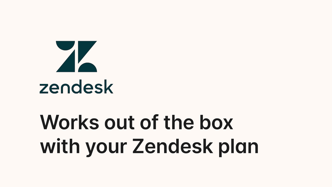 Fungerar direkt ur lådan med din Zendesk-plan