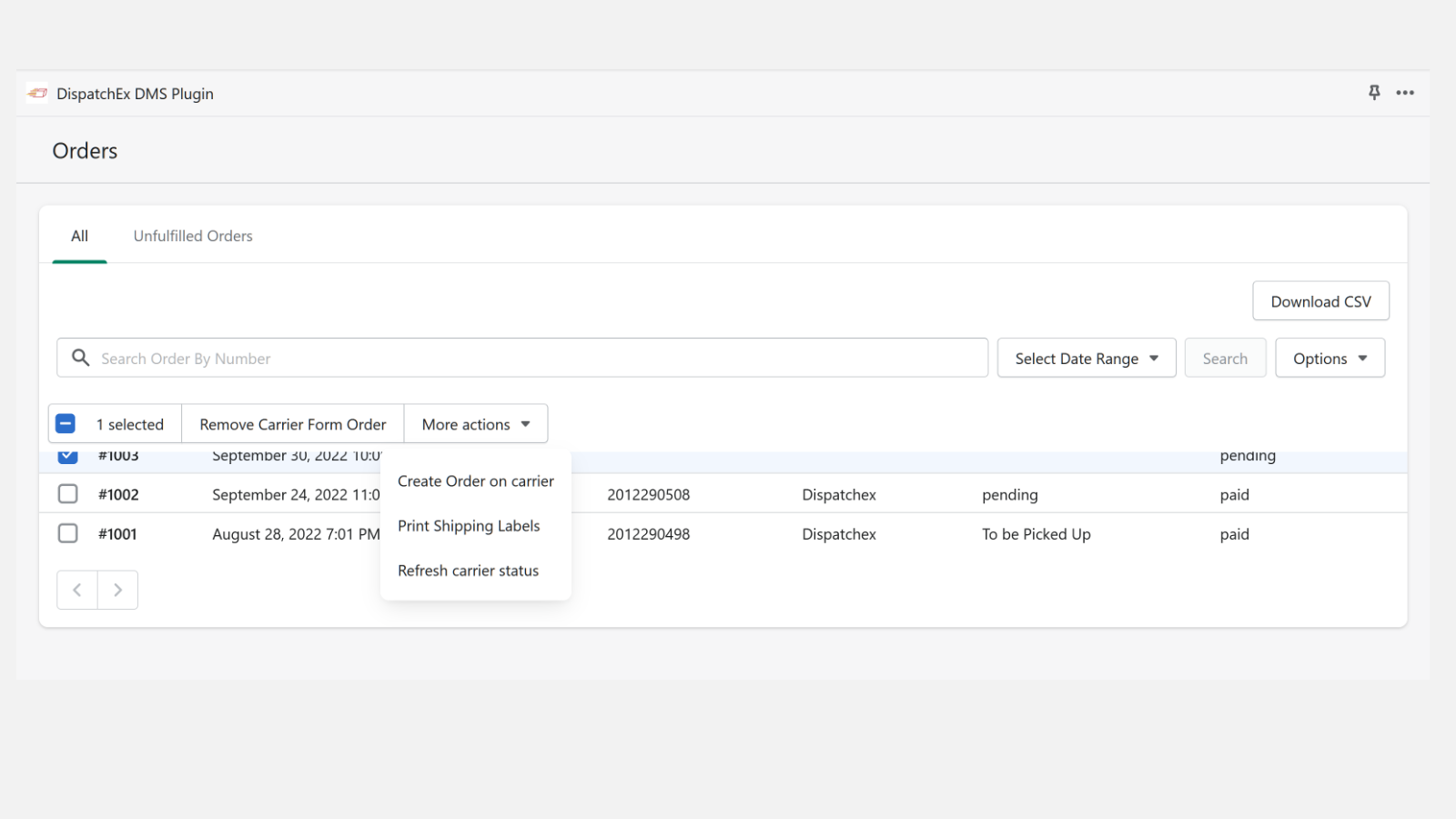 DispatchEx DMS Plugin Screenshot