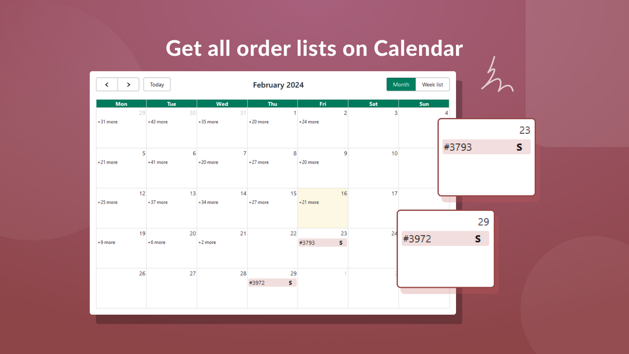 kalenderweergave voor leveringsschema