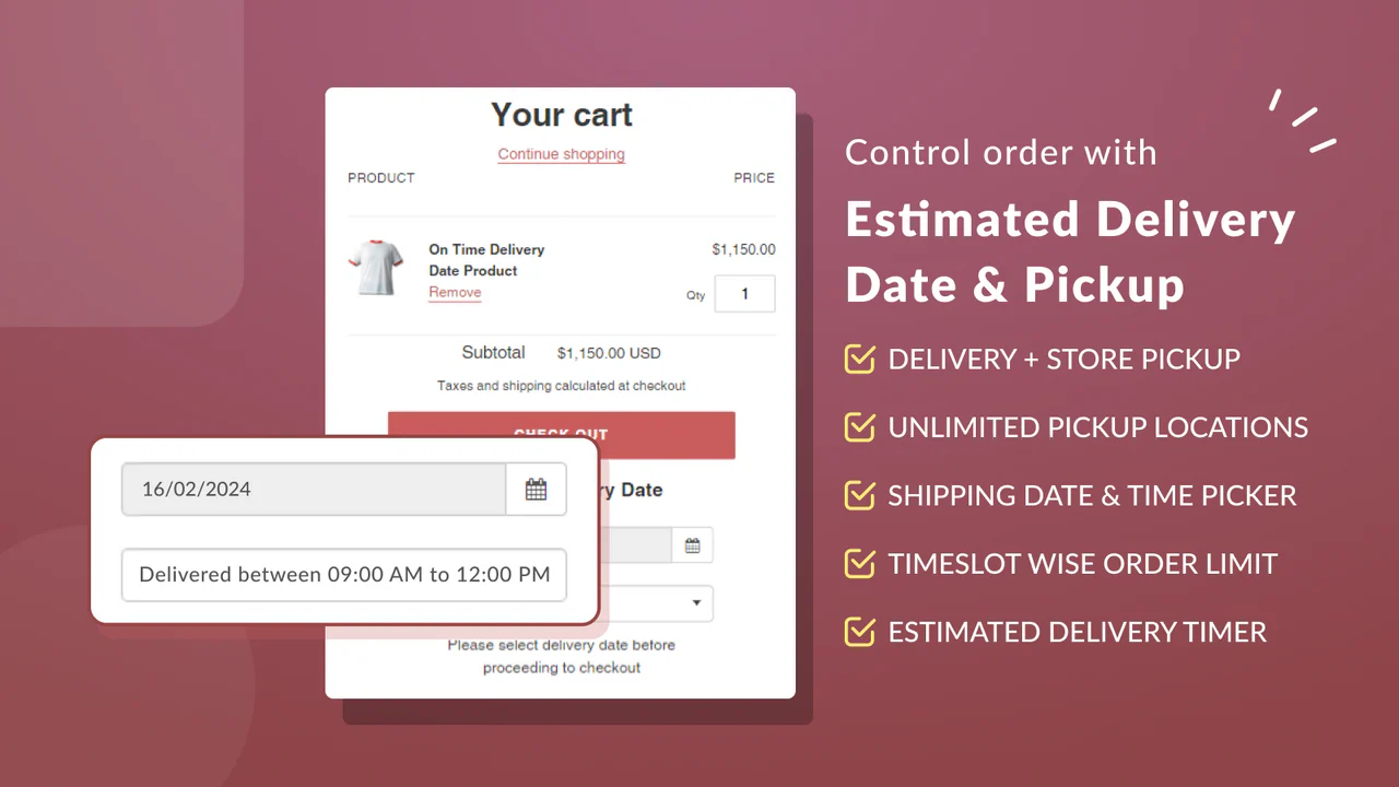 Estimated Delivery Pickup: EDP - Show estimated delivery date and time with  date picker