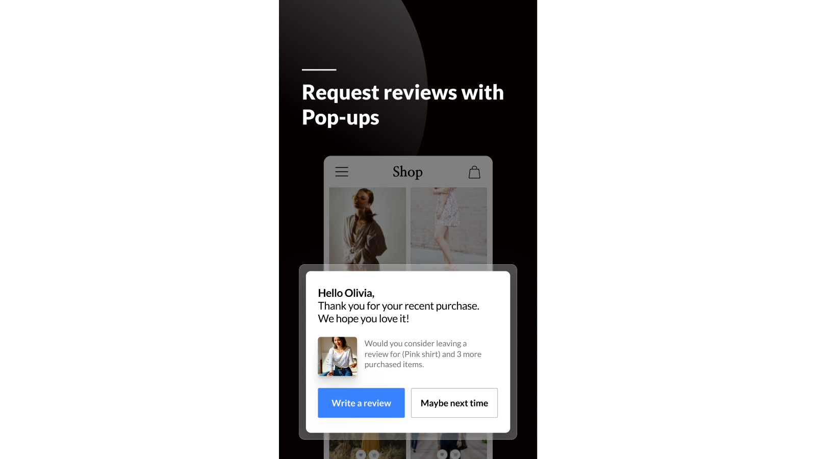 Request reviews with Pop-up