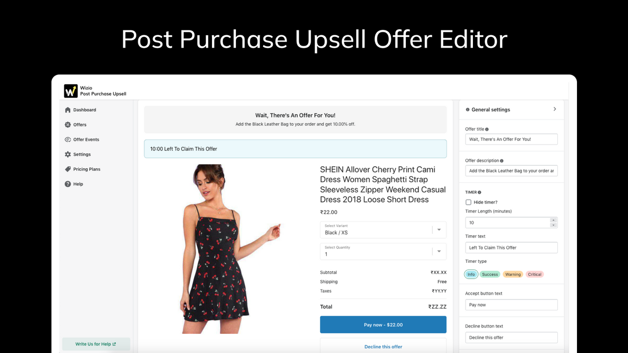 easy to use upsell offer editor