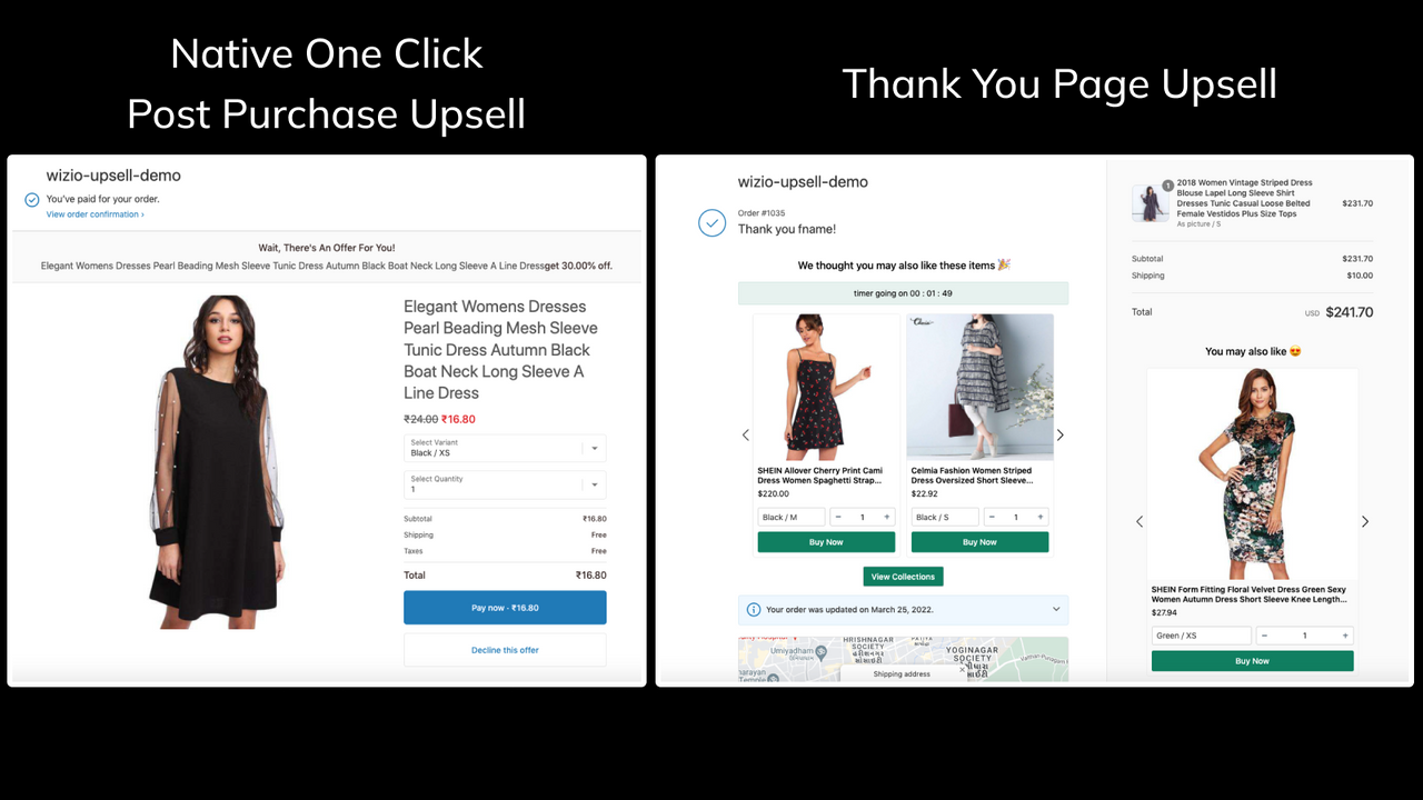 upsell post-achat en un clic natif et upsell de la page de remerciement