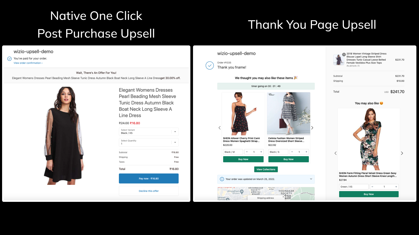 indbygget one click post purchase og tak side upsell