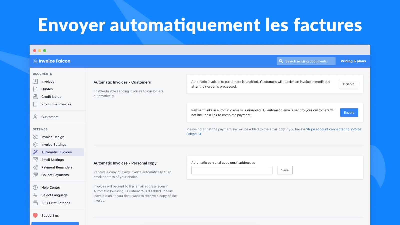 Envoyer et recevoir automatiquement les factures