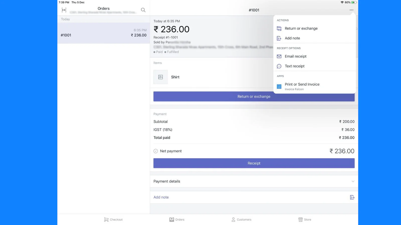 Invoice Falcon fungerar också med Shopify POS!