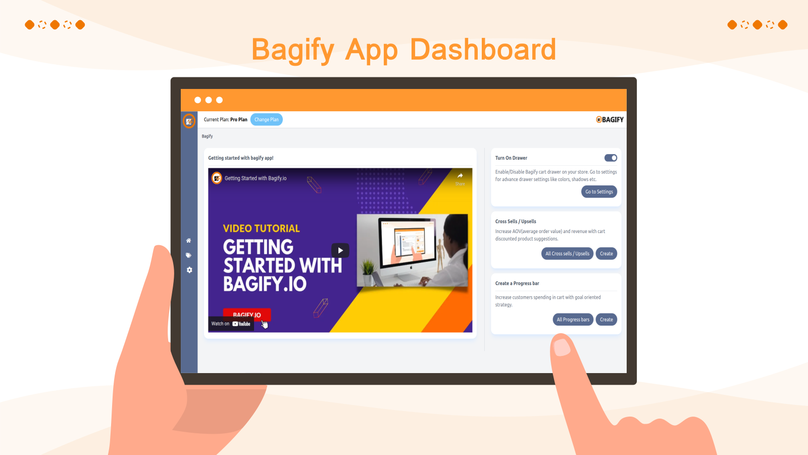 Tableau de bord de l'application Bagify