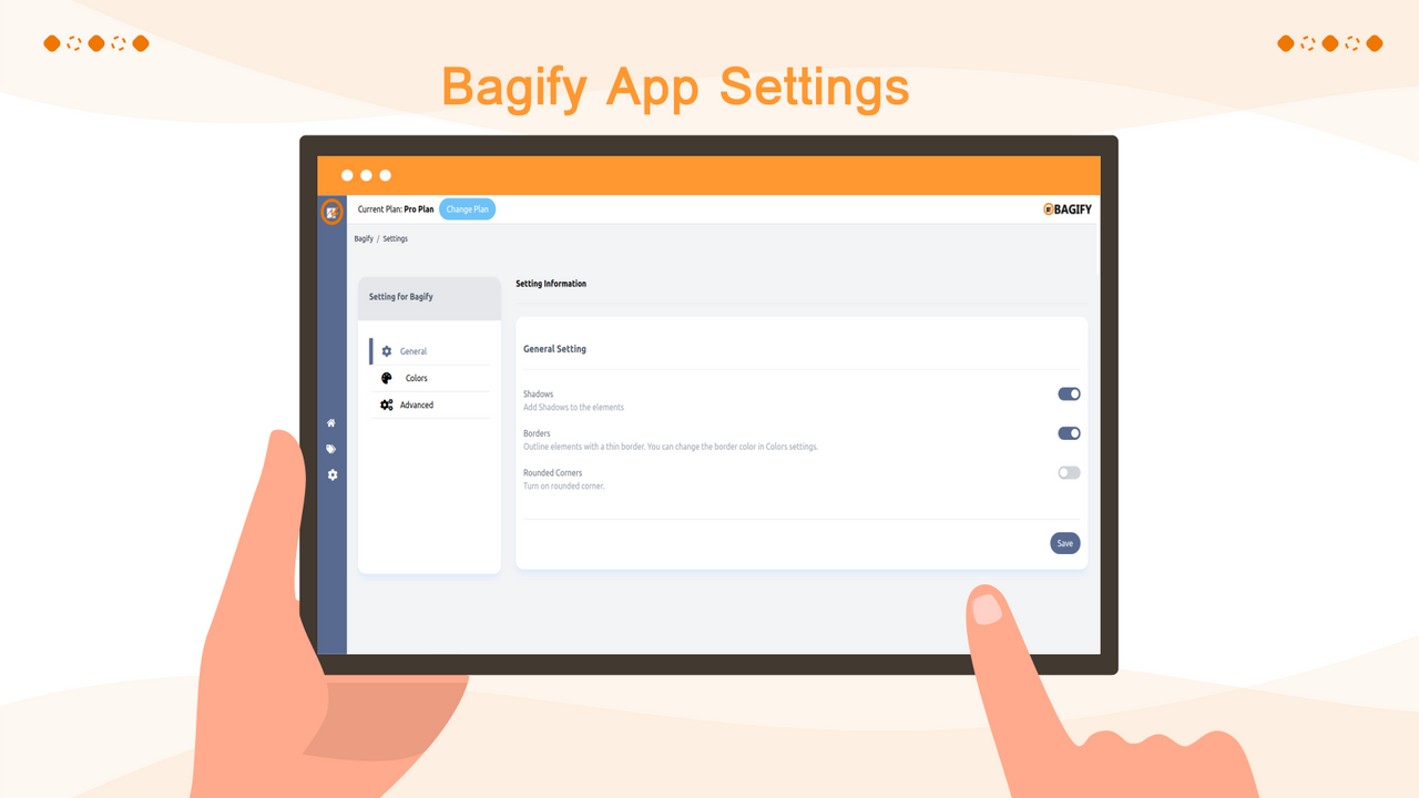 Paramètres de l'application Bagify