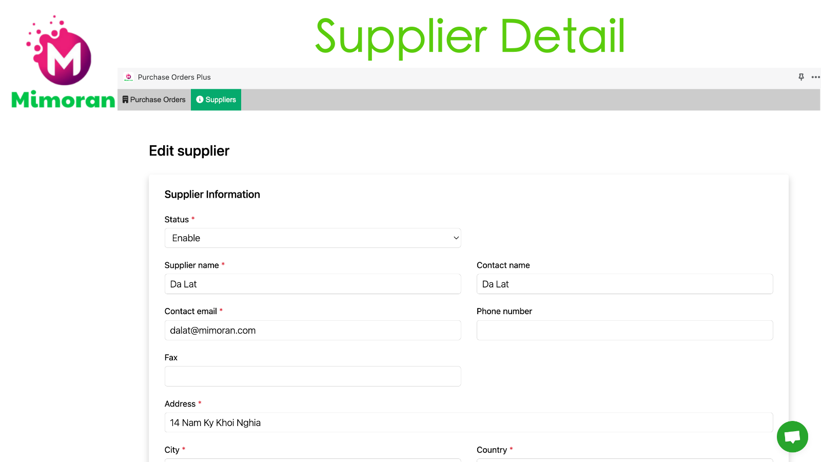 Supplier detail