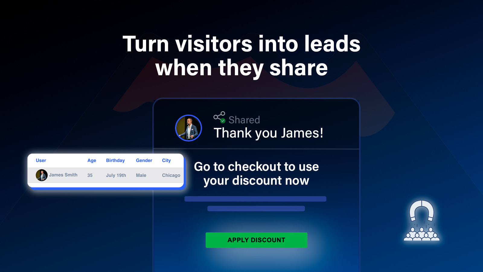 Turn visitors into leads when they share