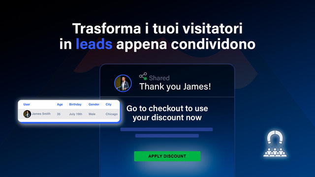 Trasforma i tuoi visitatori in leads appena condividono