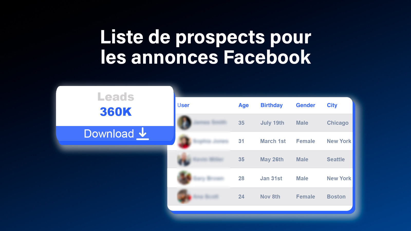 Liste prête à l'emploi de leads pour les annonces Facebook