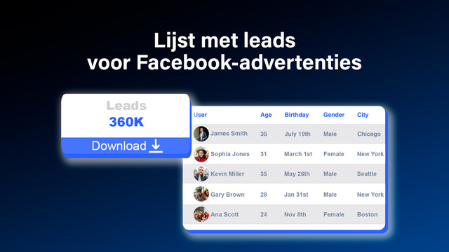 Klaar-voor-gebruik lijst met leads voor Facebook-advertenties