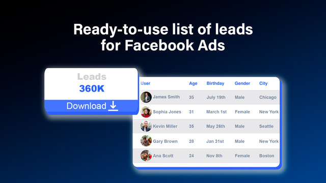 Kant-en-klare lijst van leads voor Facebook-advertenties