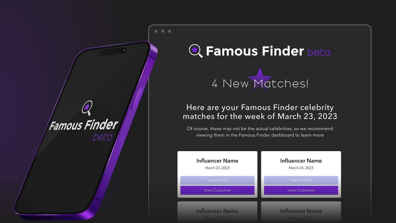 Famous Finder E-mailmelding