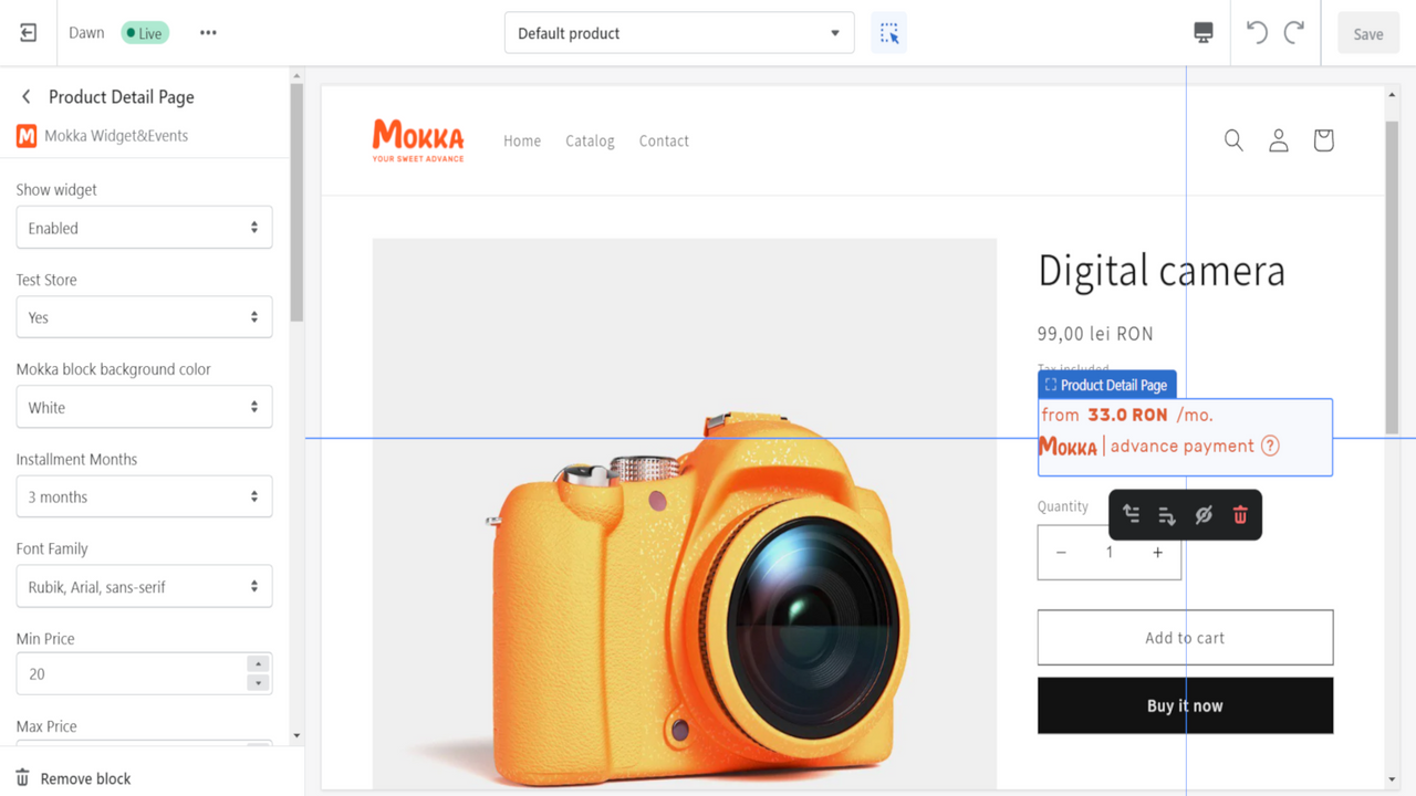 Mokka PDP Widget adjustment