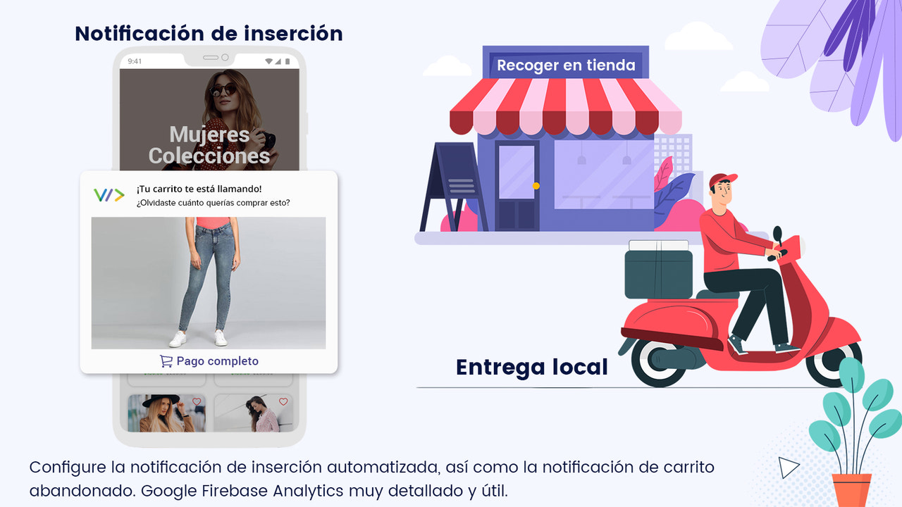 Notificación automática, entrega local y recogida en tienda