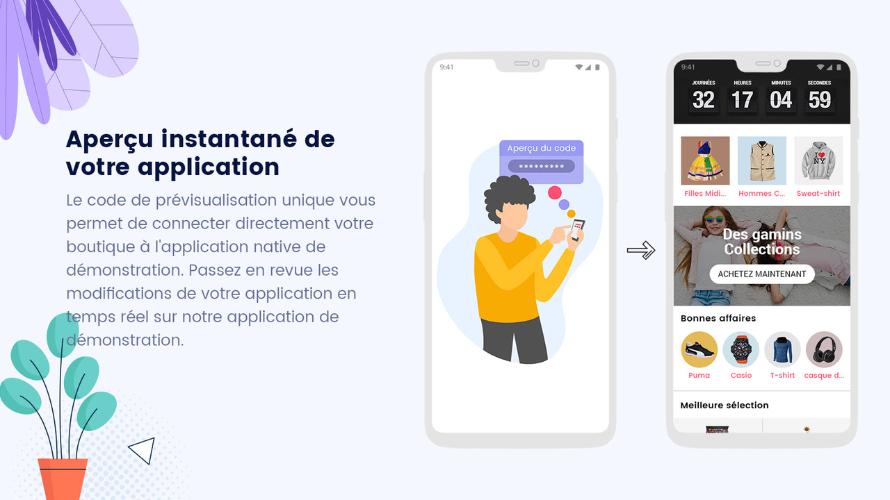 Aperçu instantané de l'application