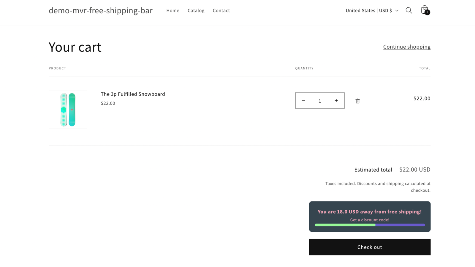 MVR Free Shipping Bar & Upsell Screenshot