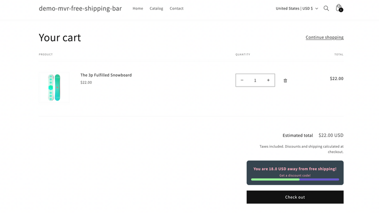 MVR Free Shipping Bar & Upsell Screenshot