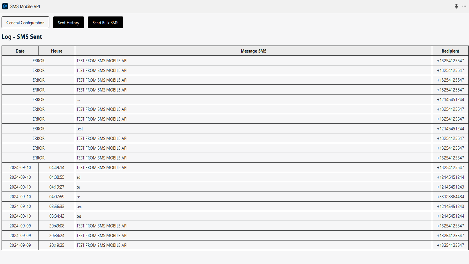 SMS Mobile API Screenshot