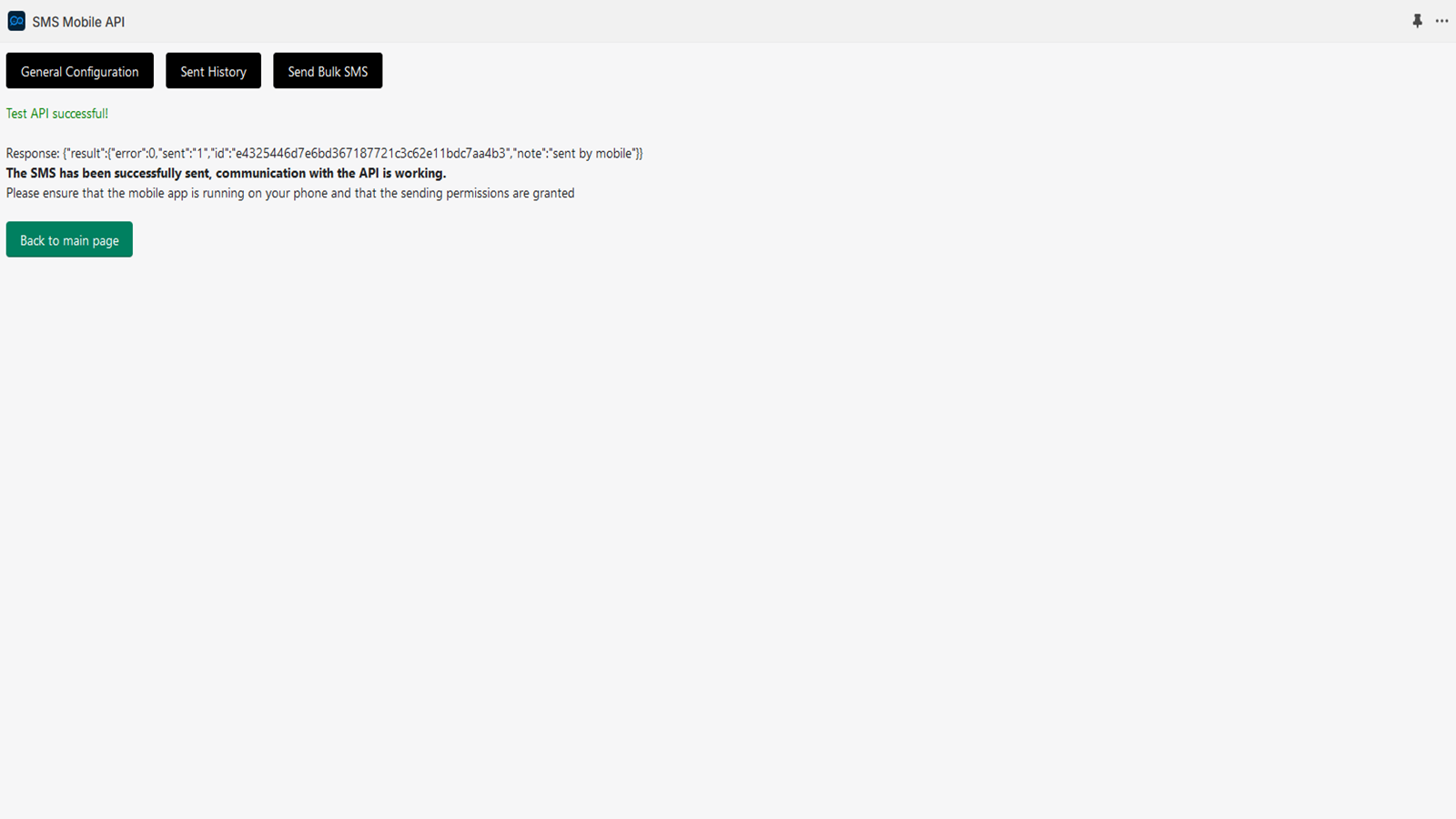 SMS Mobile API Screenshot