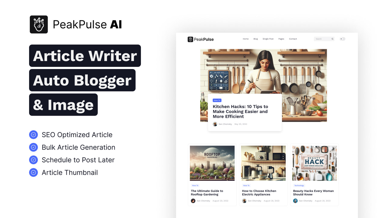 Peak Pulse AI Bulk SEO Article Screenshot