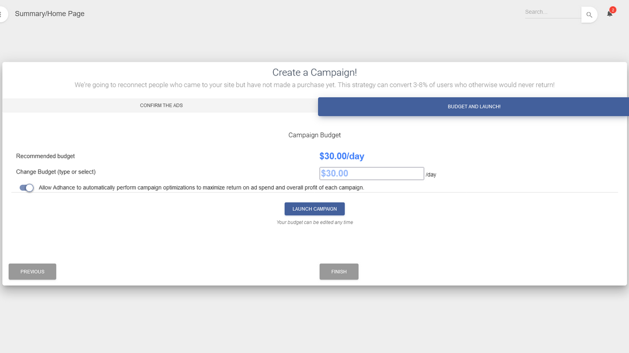 Launch campaigns in seconds