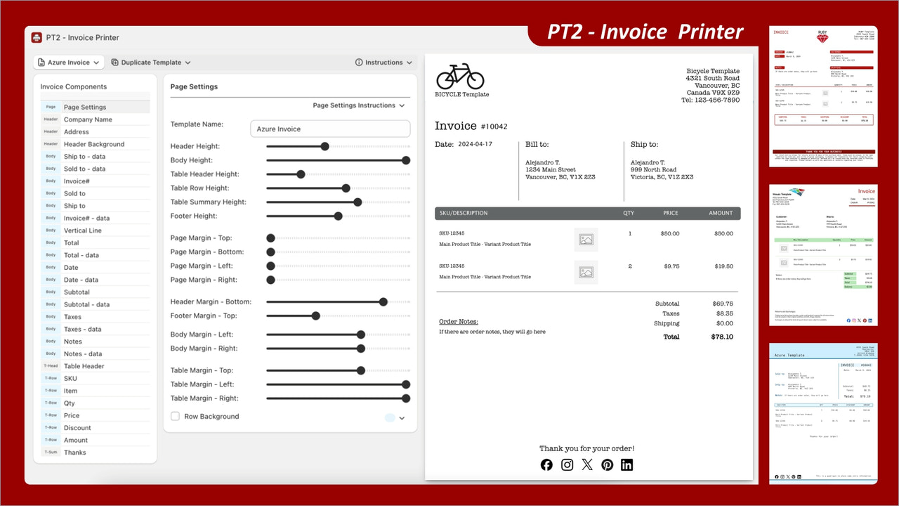 PT2 Invoice Printer - image de fonctionnalité