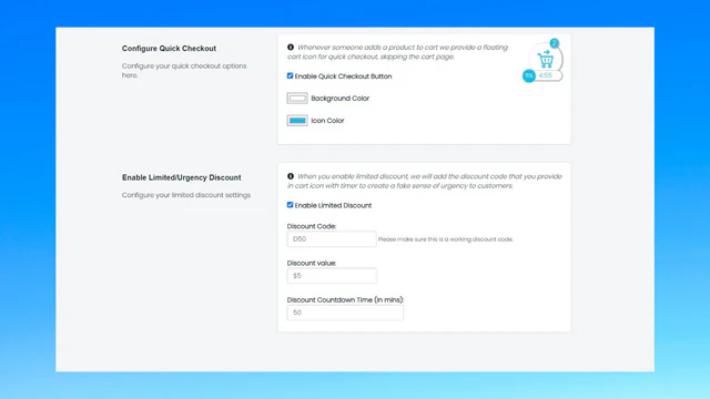 Configurações do Painel - Checkout com um clique