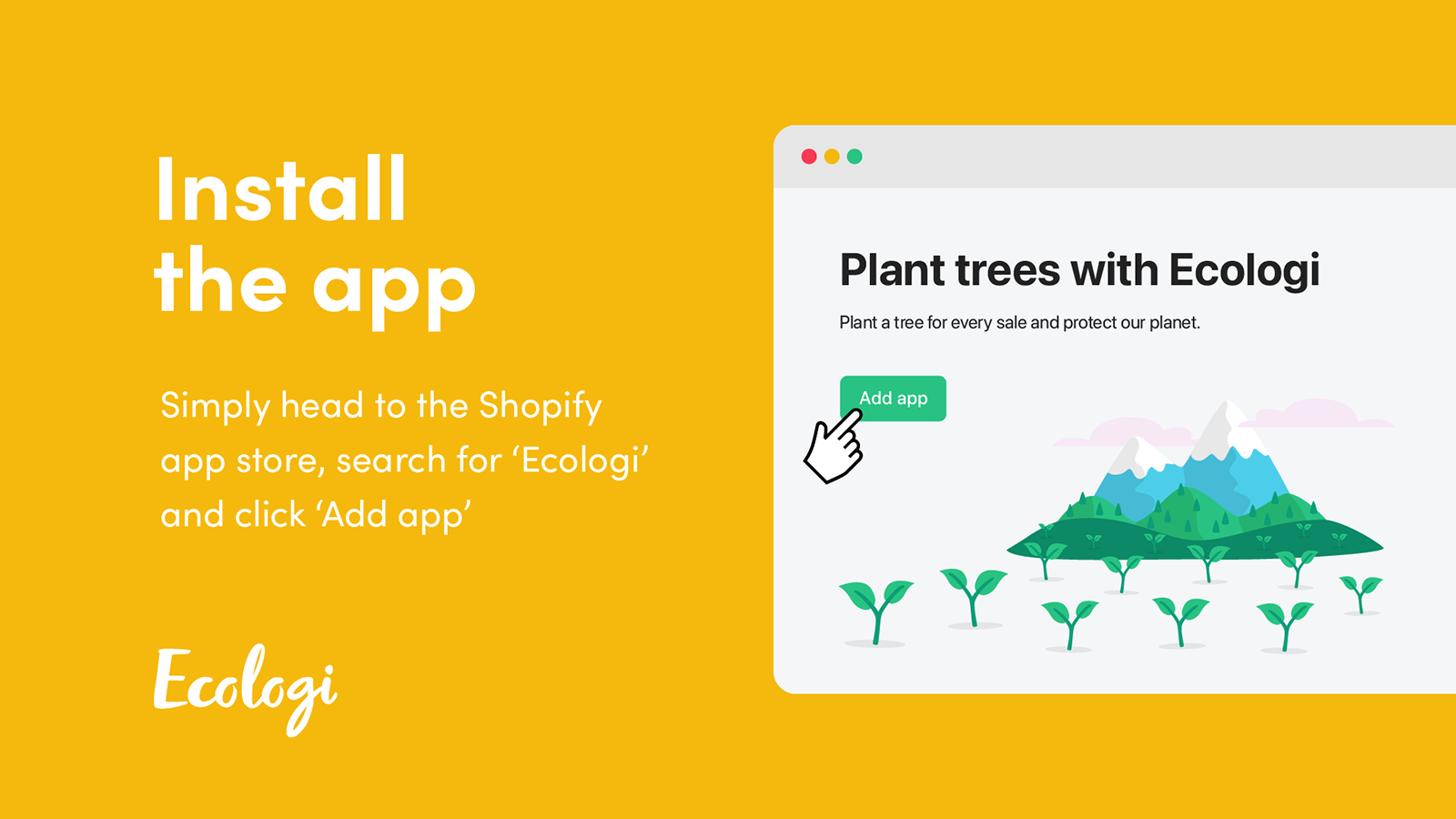 Installieren Sie die Ecologi Baum-Pflanz-App